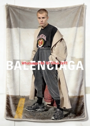Balenciaga Justin Bieber Print Flannel Fleece Throw Blanket Sofa Cover BA346